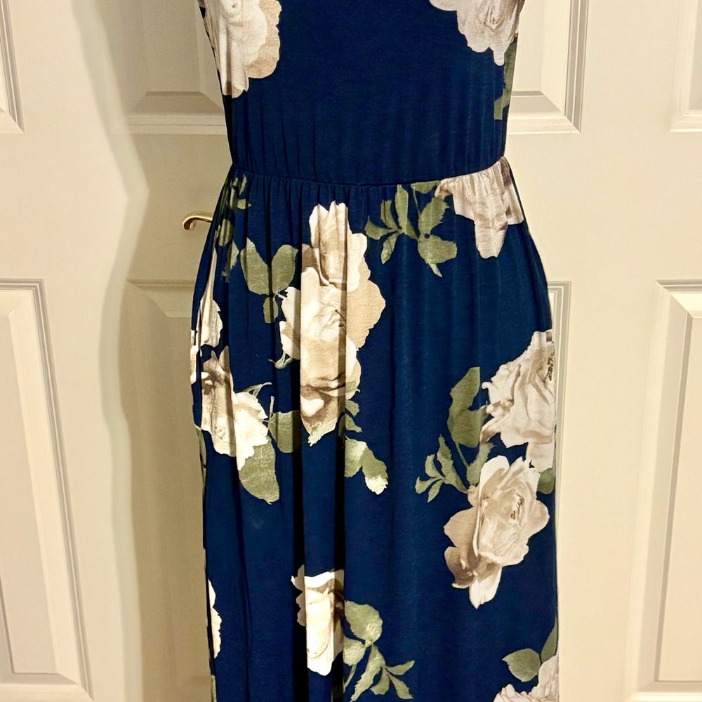 Floral Dress in Navy and White